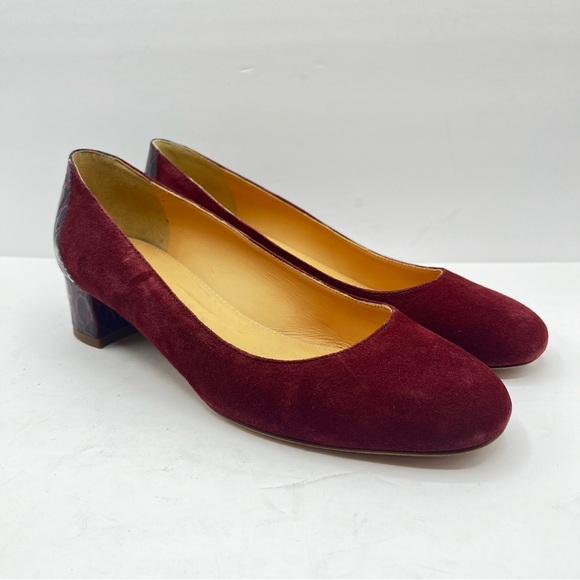 J. Crew Women’s Size 8.5 Merlot Evelyn Croc Embossed Heel Date Work Classic Xmas - Picture 1 of 16